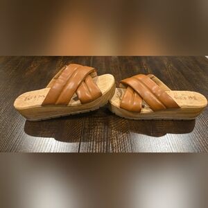 Kork-Ease Brown Leather Wedges